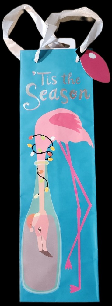 Flamingo Wine Bottle Gift Bag with Tags