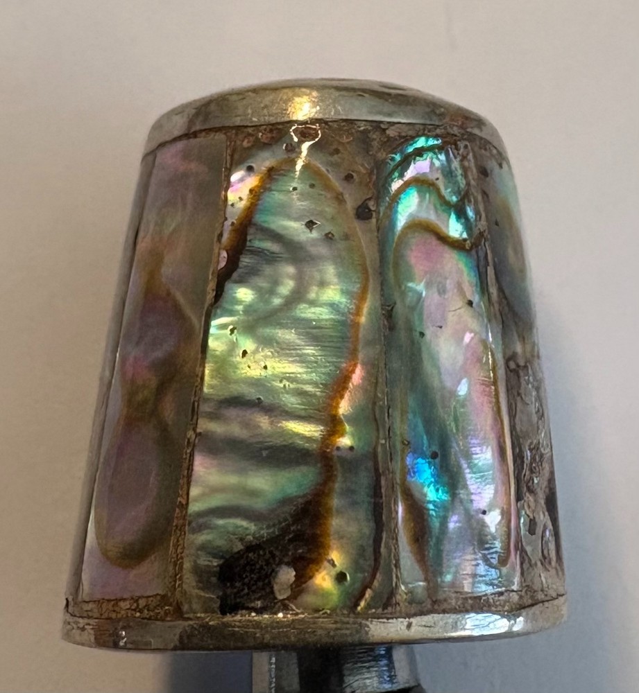 Vintage Silver Sterling Abalone Sewing Thimble