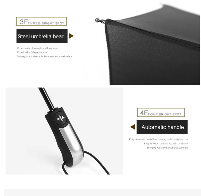 Automatic Umbrella Anti-UV Sun/Rain Windproof 3 Folding Compact Umbrella