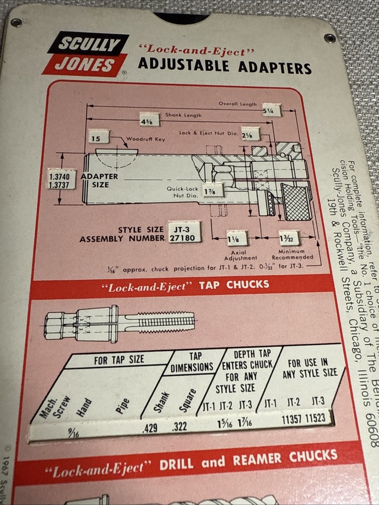 BENDIX Scully -Jones - Quick Lock Adjustable Adapters CALCULATOR Slide Chart