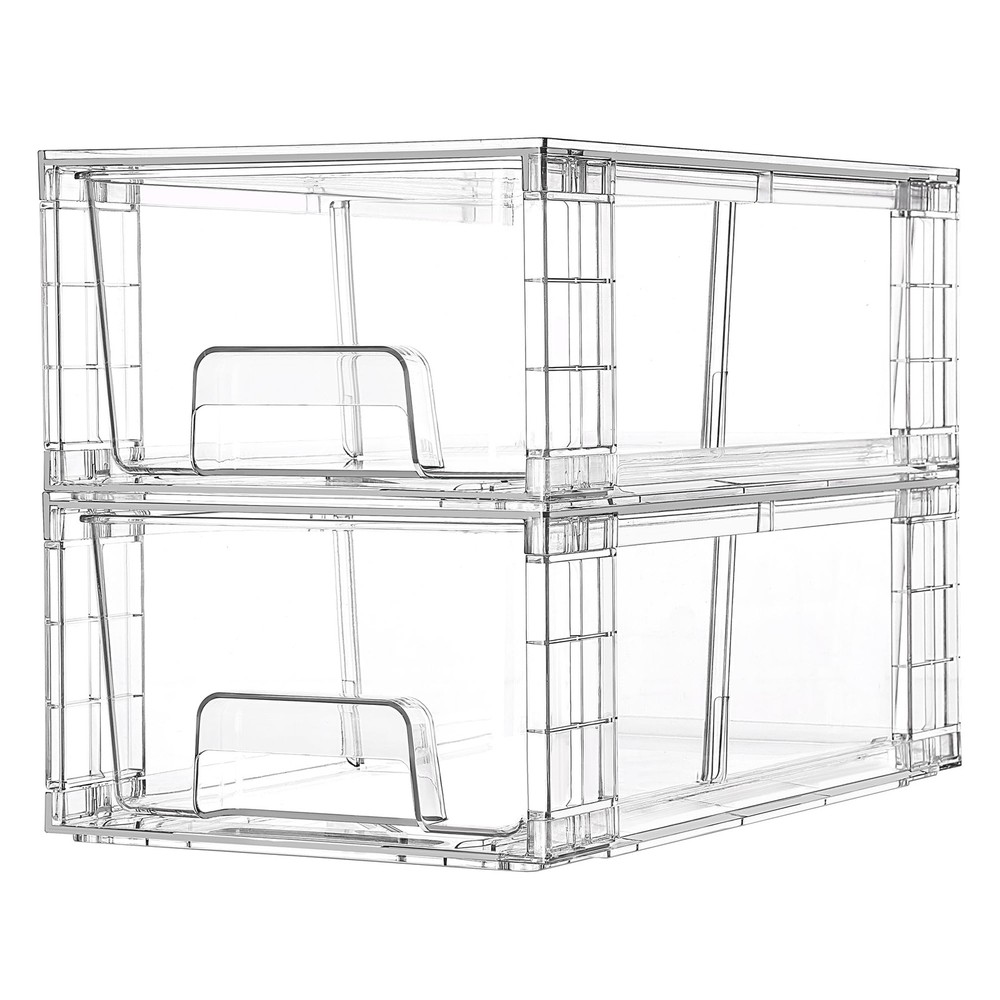 Vtopmart 2-Pack Stackable Clear Acrylic Storage Drawers Organizer w/ Handles