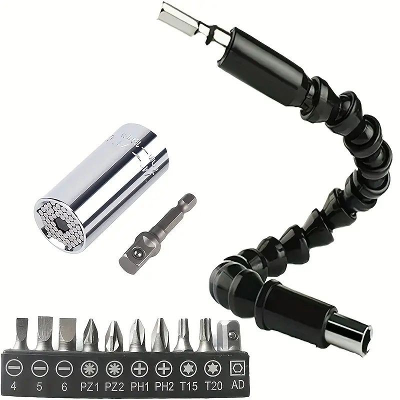 Universal Socket Wrench Set + Flexible Drill Extension Bit - Screw Head Set