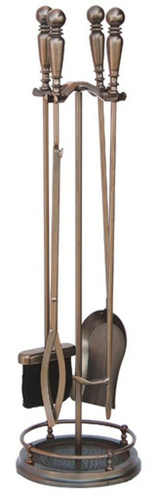 5 Piece Venetian Bronze Fireset with Ball Handle