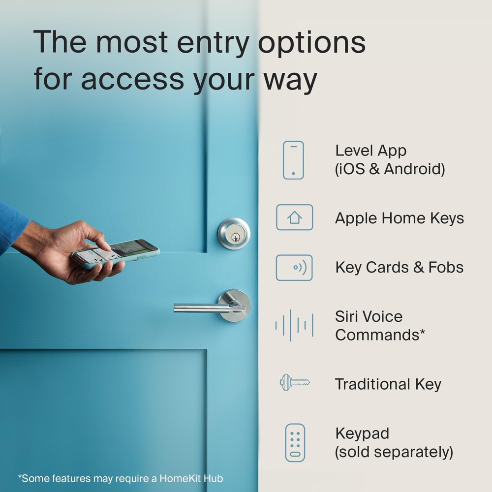 Level Lock+ Smart Lock Plus Apple Home Keys - Smart Deadbolt (Matte Black)