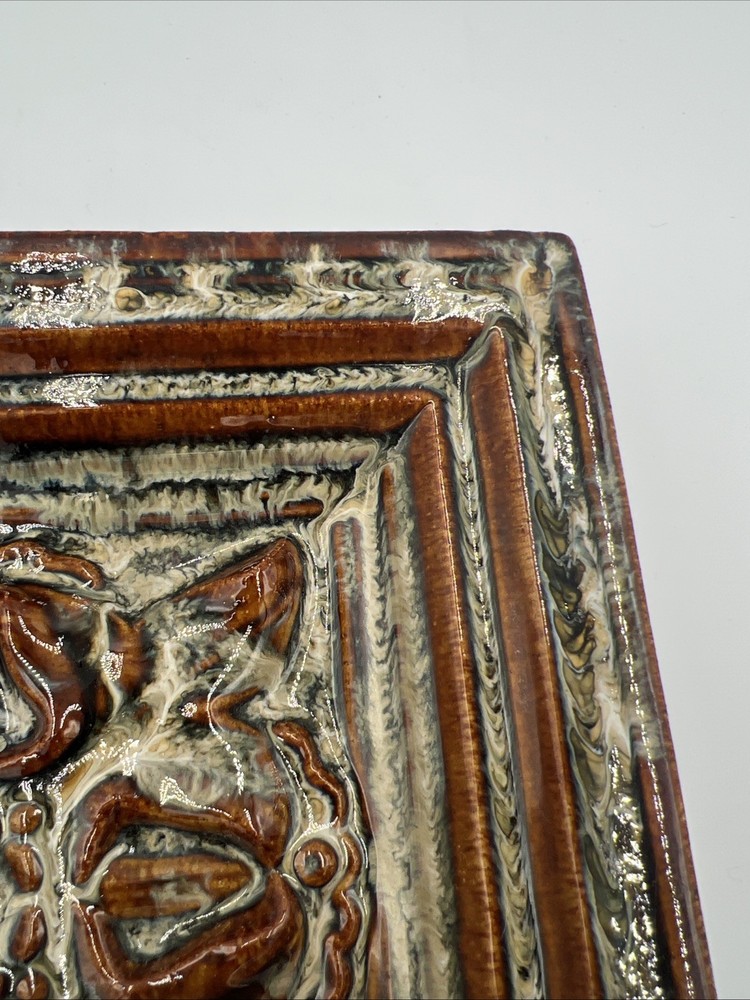 Decorative Square Rustic Ceramic Pottery Tile Wall Hanging