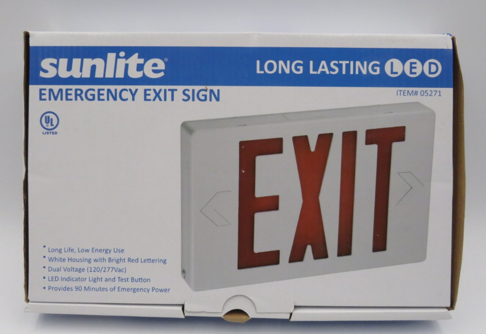 Sunlite 05271-SU Compact LED Exit Sign White NEW