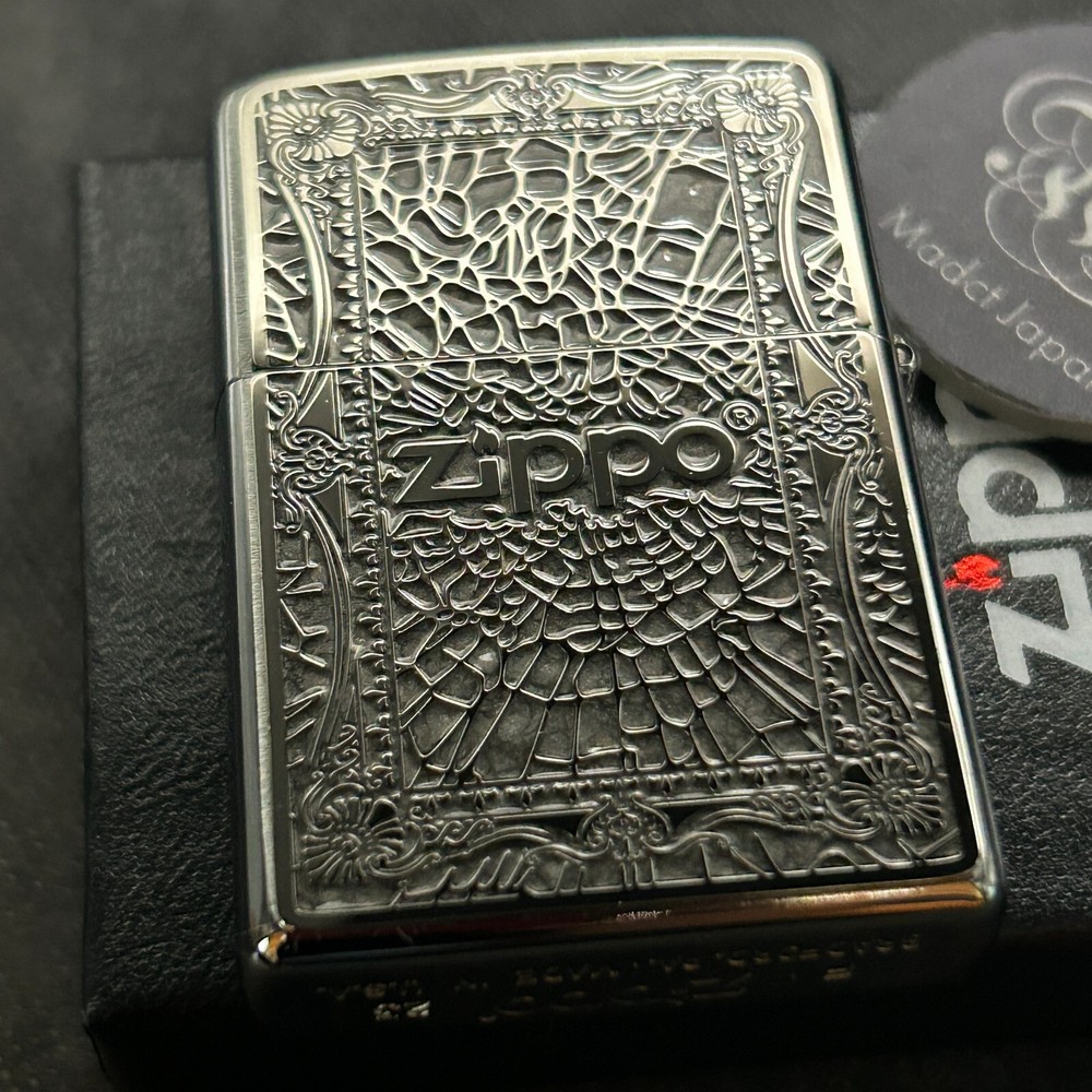 Zippo Oil Lighter Angel Cross Silver 2 Sided Processing Regular Case Japan