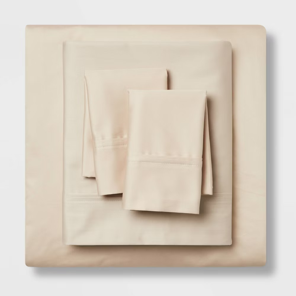 King Solid Performance 400 Thread Count Sheet Set True Khaki - Threshold: