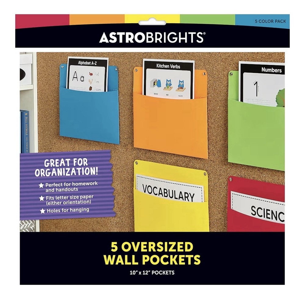Astrobrights Oversized Wall Pockets (5 Per Pack) Multicolor Wall Pocket