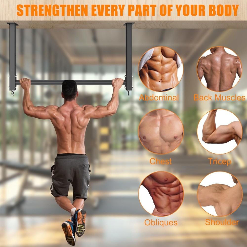 Ceiling Mounted Pull Up Bar, Heavy Duty 700 LBS Multi Grip Pull Up Bars, 16"/24"