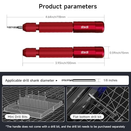 Manual Pin Vise Hand Drill, Model Hobby Making Tools, Red Handle (Handle Only)
