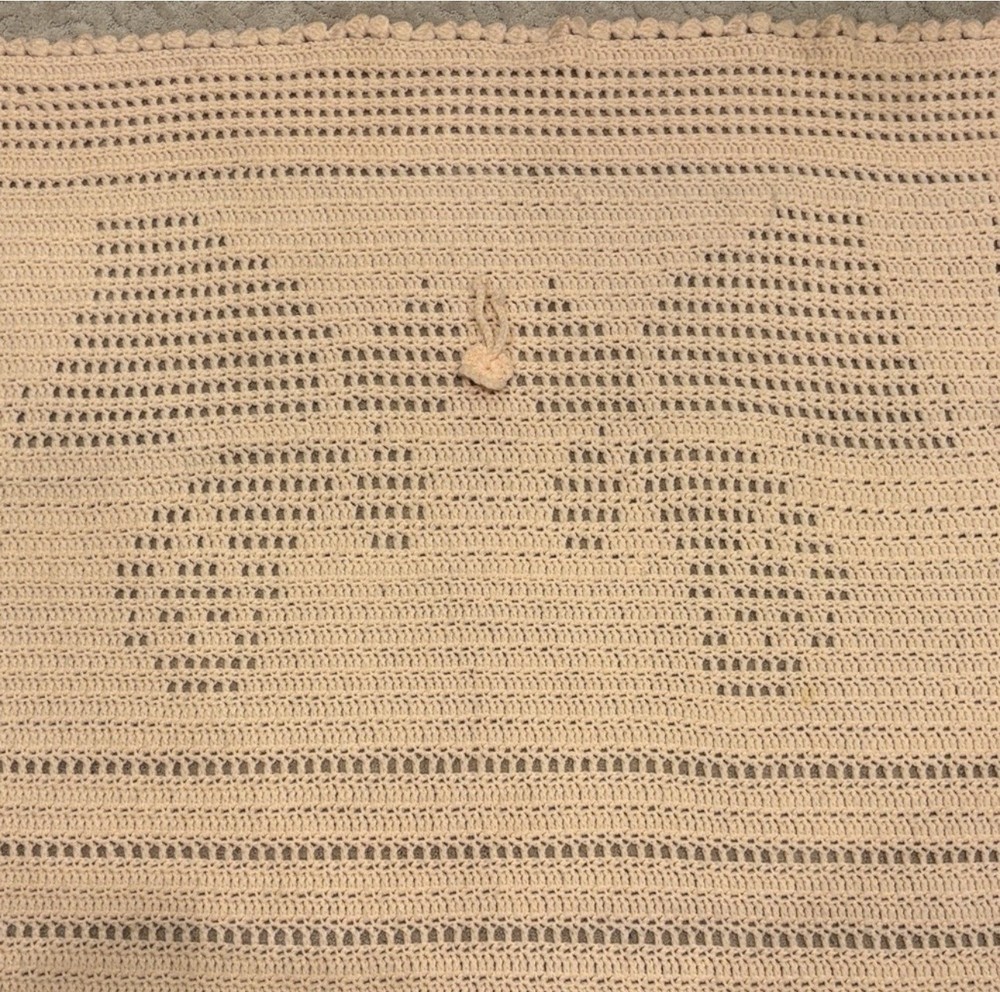 Handmade Crochet Large Blanket/ Throw in Light Soft Pink 45" × 65"