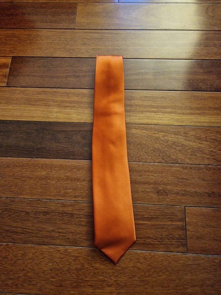 Classic Orange Solid Pattern Tie - Imported from Italy