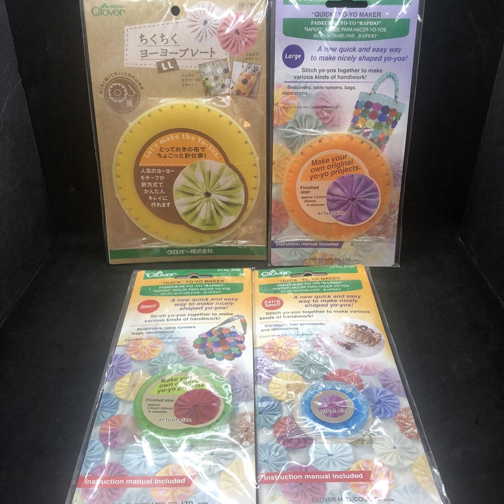 Bundle of Four 4 Quick Yo-Yo Makers Round Assorted Sizes Extra Small Makes 3/4"