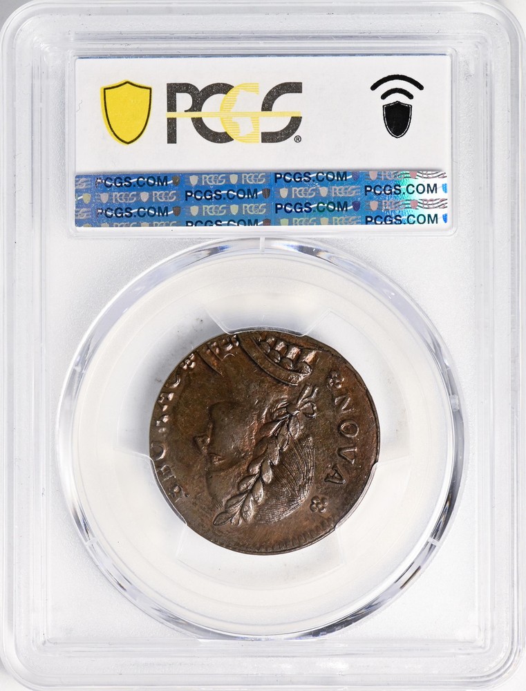 1787 NOVA EBOR, SEATED RT COPPER PCGS MS 64 BN
