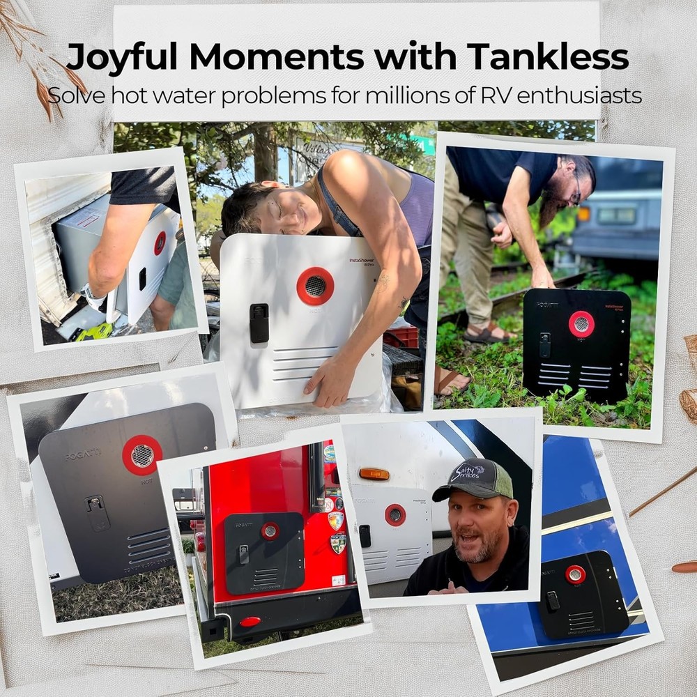 FOGATTI 8.5L RV Tankless Water Heater 60,000 BTU Camper Hot Water Heater w/ Door