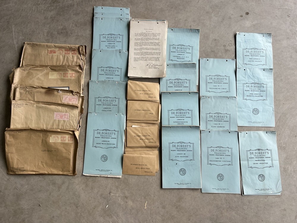 DeForest’s Training Radio Television Sound Work Packets And Original Mailing Pkg
