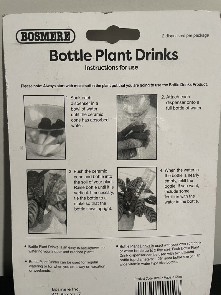 2 Pack Bosmere Bottle Watering Cap Plant Drinks K210