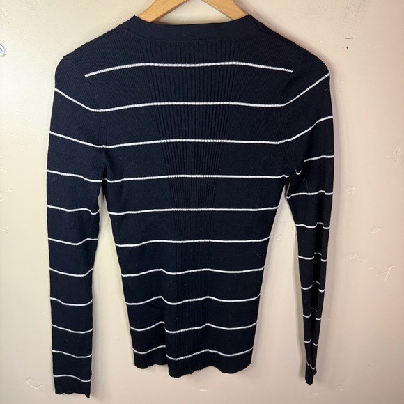 Athleta Bayside Black & White Stripe Merino Wool Blend Sweater Size Medium