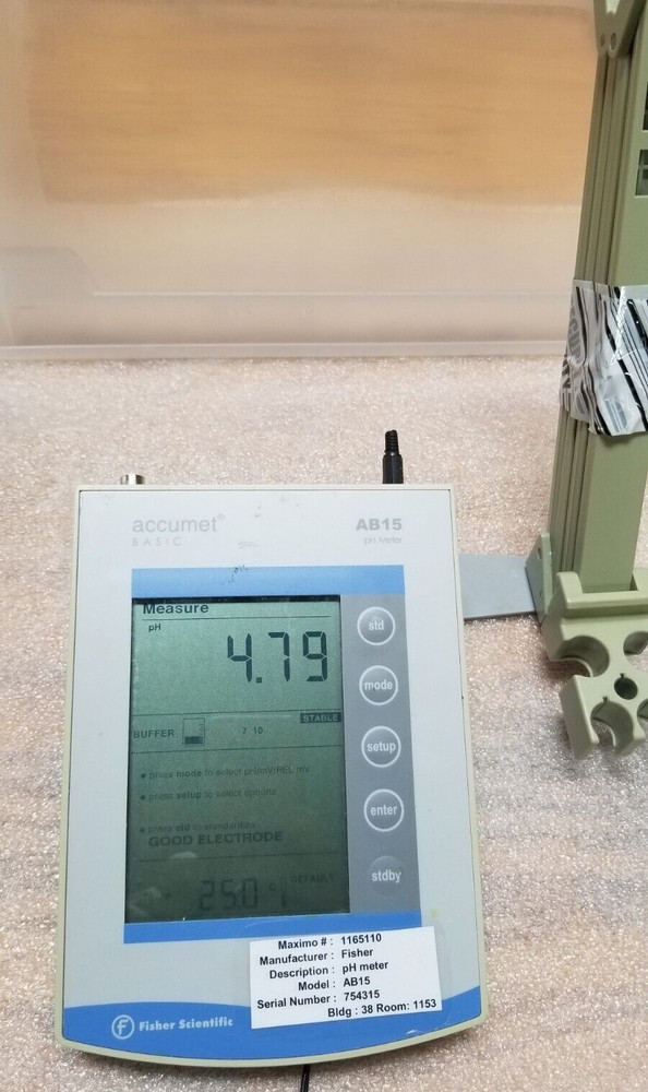 Fisher Accumet Basic AB15 pH Meter with Power Adapter Adapter