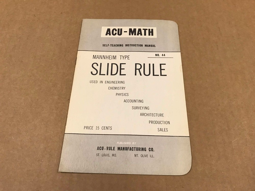 Vintage Acu-Math Self-Teaching Instruction Manual - Slide Rule No. 44