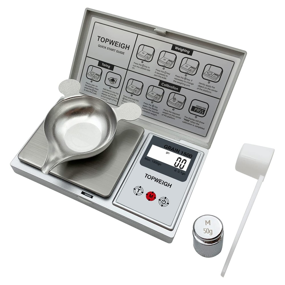 Reloading Scale with Metal Powder Pan, Grain - Silver, 1500 Silver