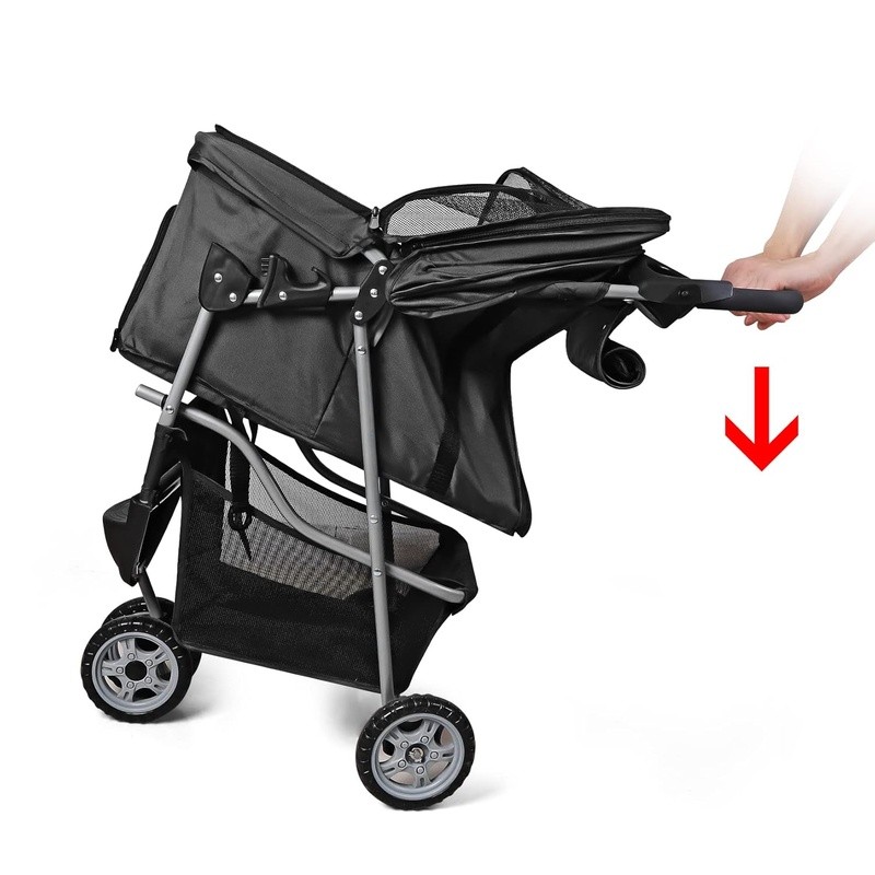 Pet Strollers 3-Wheel Dog Stroller Folding Flexible for Small Medium Dog & Cat
