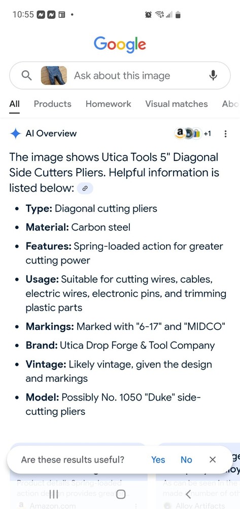 Vintage 5” Side Cutters Utica per Google...Midco