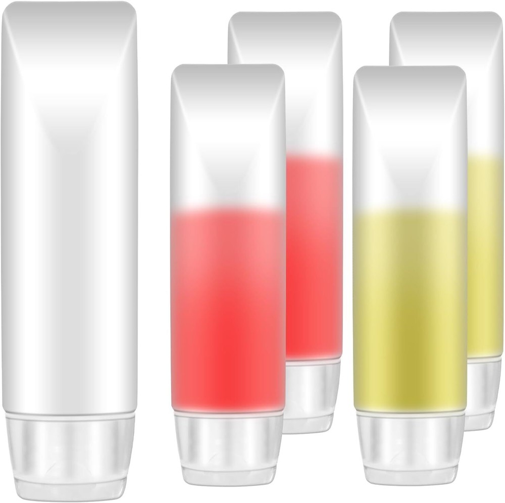 5 PCS Travel Bottles, Refillable Toothpaste Tubes, Small Squeeze white