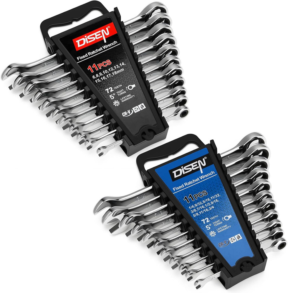 22 PCS Ratcheting Wrenches Set, Combination Wrenches Set SAE & Metric Standard,