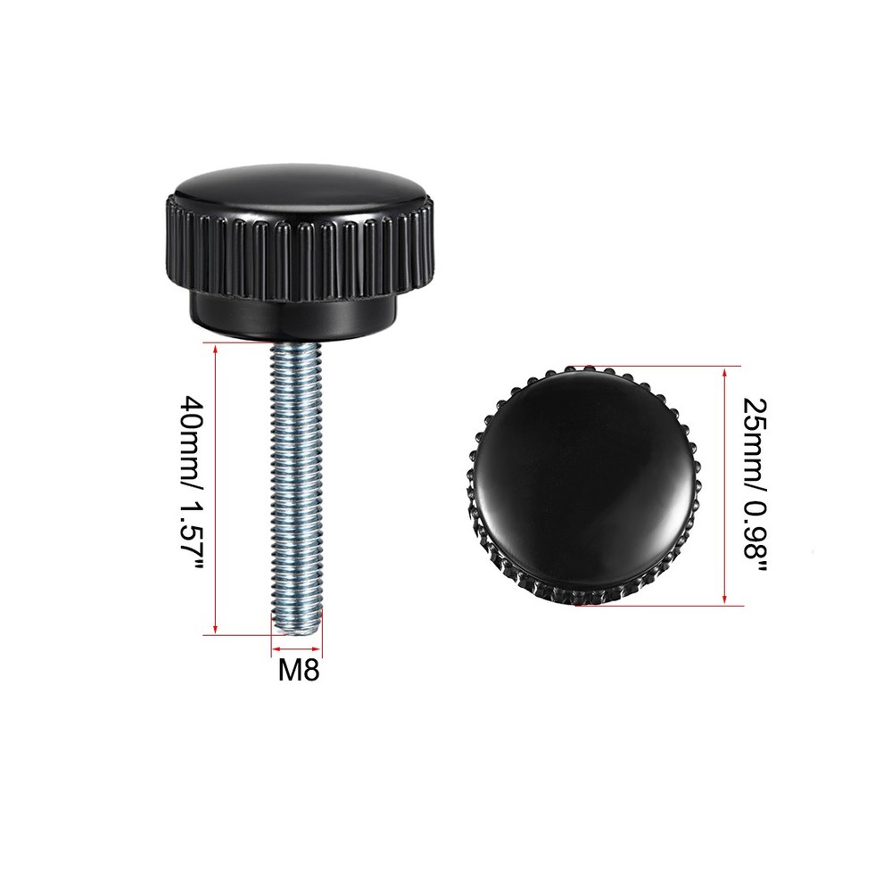 M8 x 40mm Male Thread Knurled Clamping Knobs Grip Thumb Screw on Type 5 Pcs