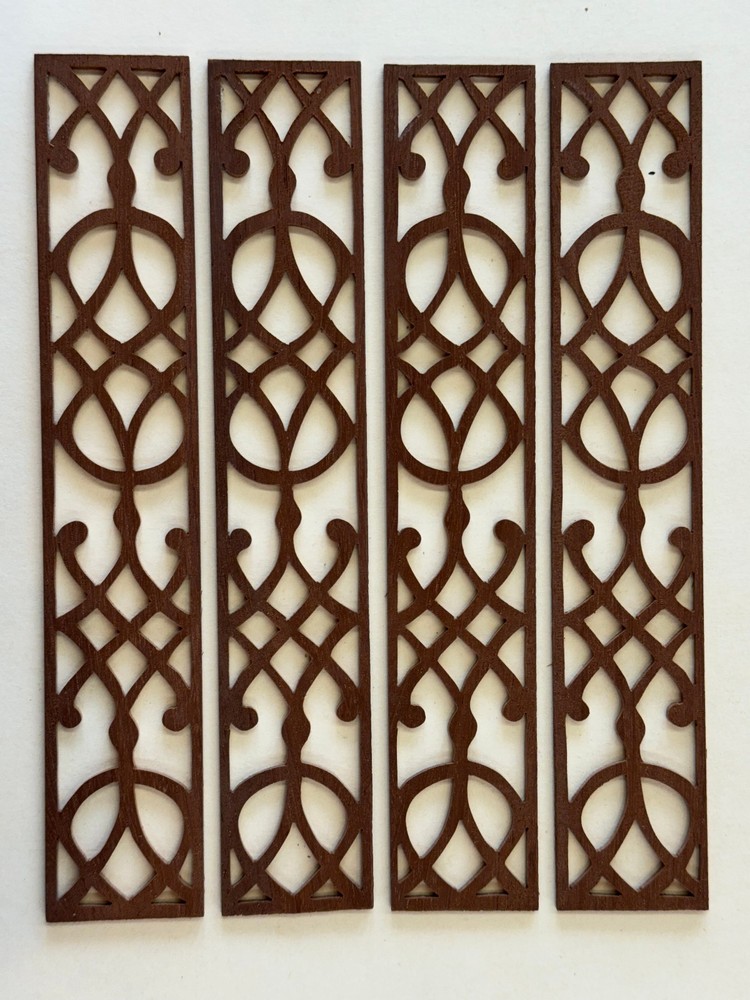 Fretwork: Handcut mahogany by Dover Inlay, 4 Pieces