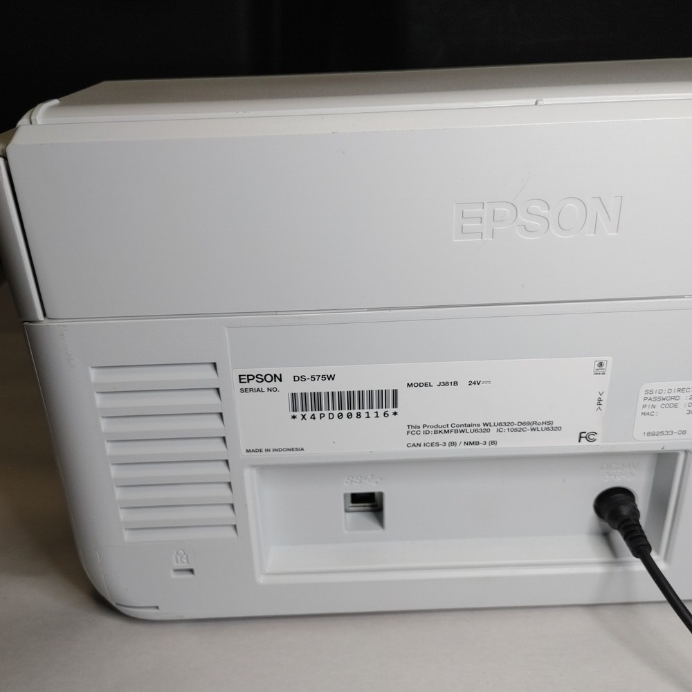 Epson DS-575W Duplex Document Scanner with Power Adapter (Missing Part)