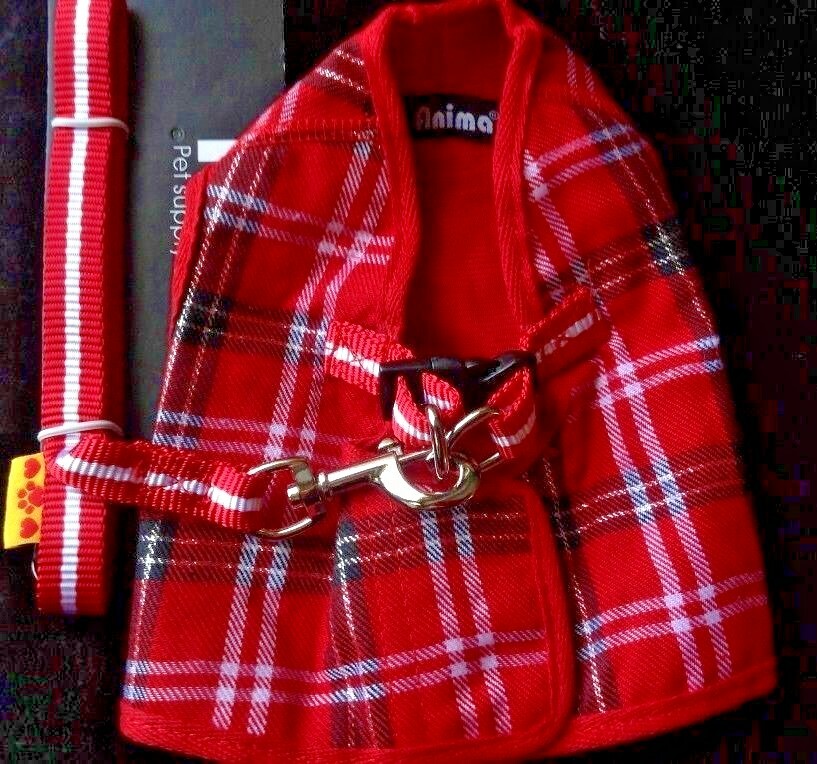PLAID HARNESS & LEASH SET FOR DOGS & PETS