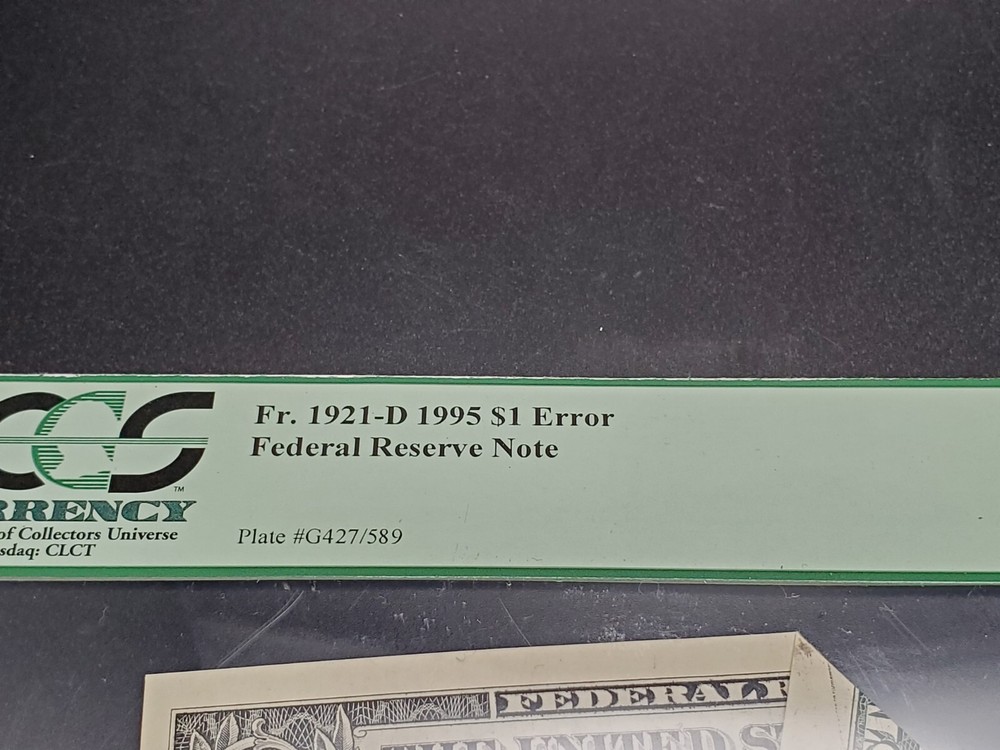 1995 Fr 1921-D $1 Federal Reserve Note PCGS 64PPQ-Printed Foldover 3 error note