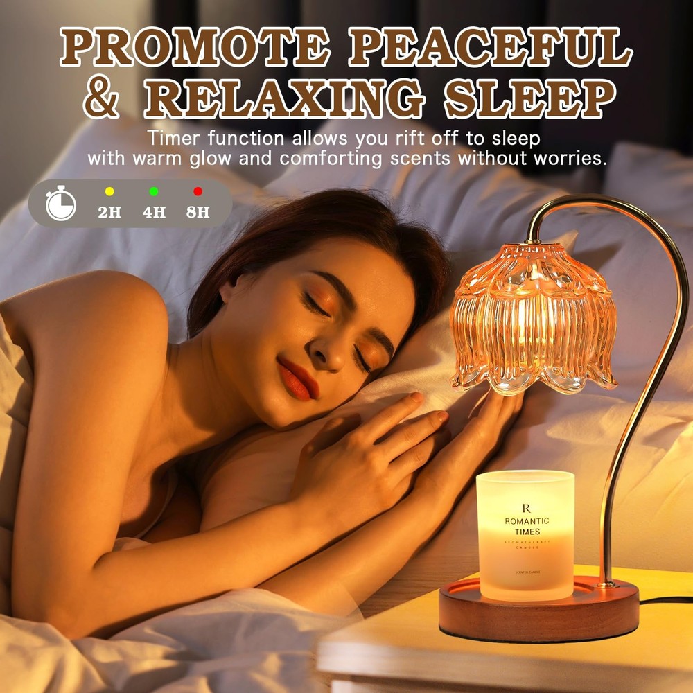 Funistree Flower Candle Warmer Lamp with Timer, Dimmable