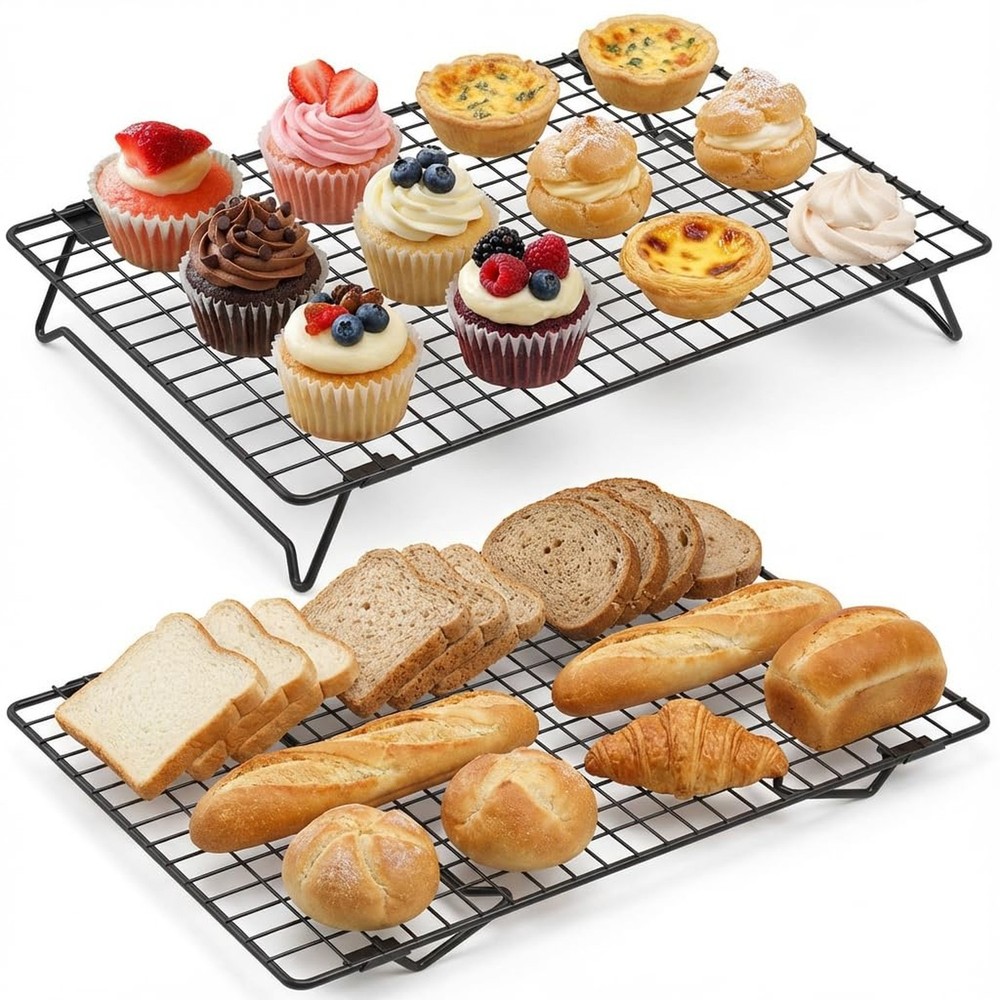 13.4" × 9.4" Stackable Cupcakes Cooling Racks – 2-Pack Nonstick Carbo