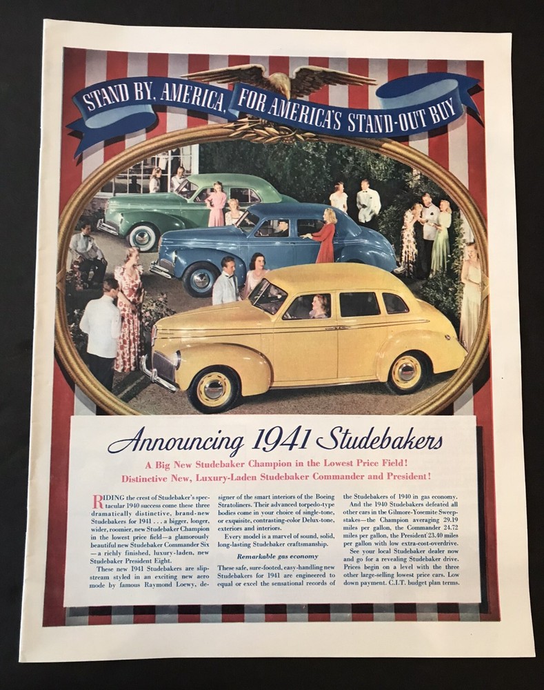 Studebaker 1940 Car Company  Ad, Introduces 1941 Model