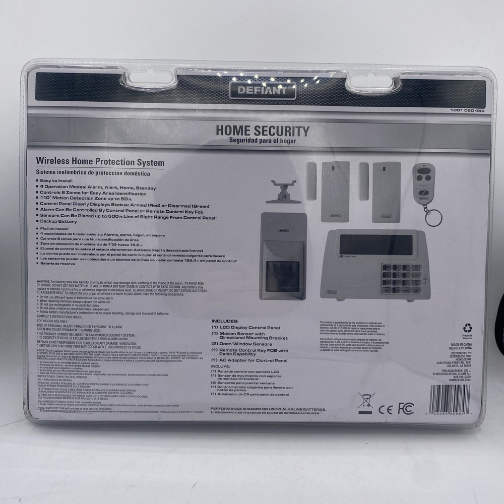 Defiant Wireless Home Security System NO Bluetooth/Internet connection required