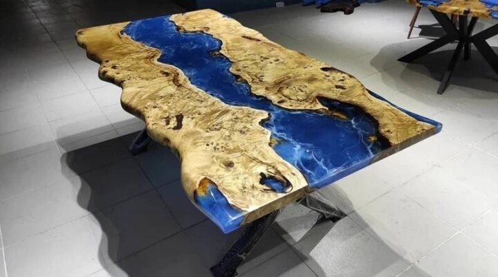 Handmade Ocean Epoxy Resin Table – Blue Wave Beach Coffee Table