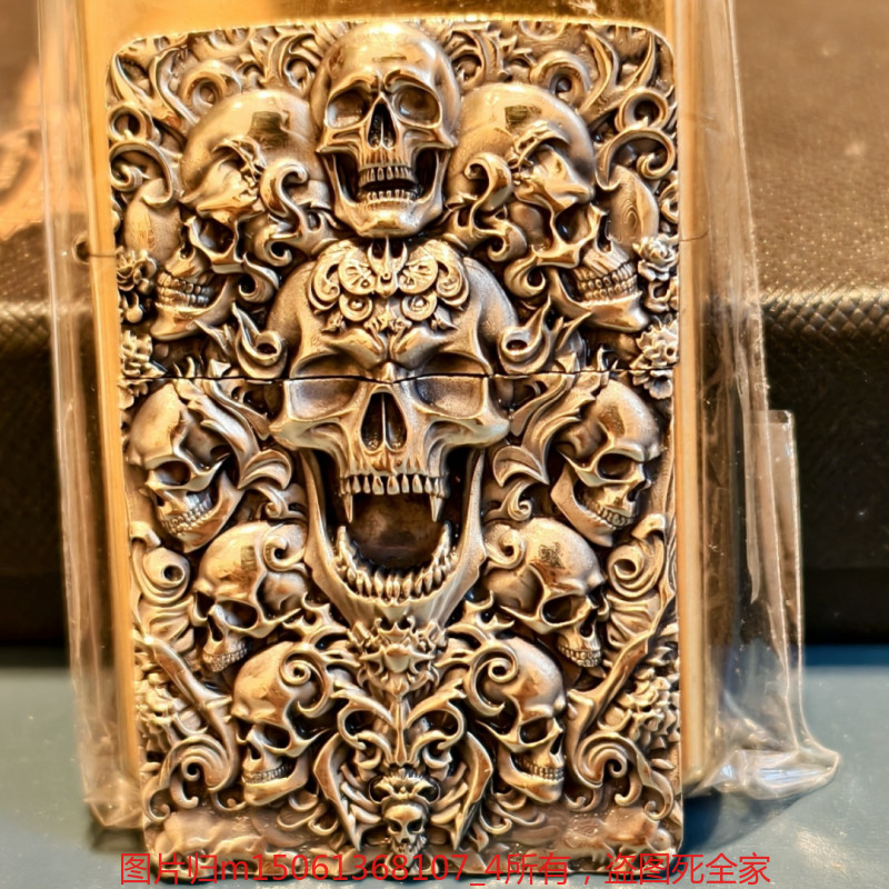 High Precision Brass Skull Lighter Emblem DIY Accessory Without Lighter