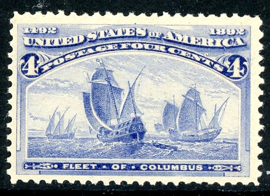 Scott # 233 4¢ Columbian Exposition Mint OG Never Hinged