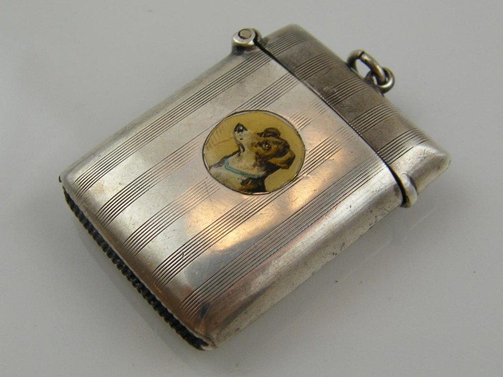 1911 HM SILVER & ENAMEL VESTA CASE