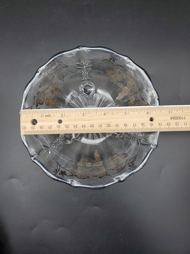 Sterling Silver Overlay Bowl 3 Footed Vintage