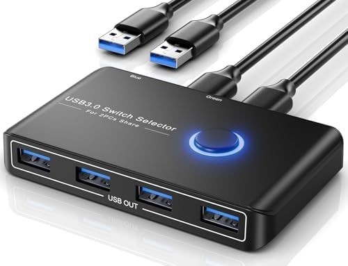 Usb 3.0 Switch Selector 2 Computers, Share 4 Usb Devices W/ 2 Cables