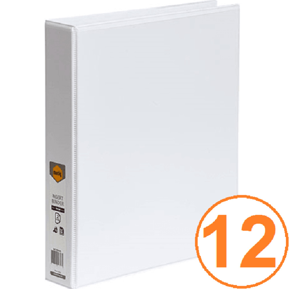 NEW 12x Marbig Clear View Insert Ring Binder Folder 2D 38mm A4 White BULK