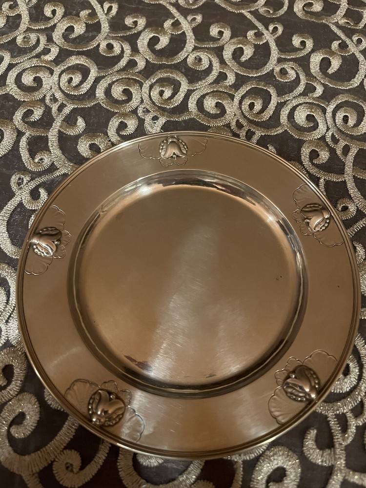 GEORG JENSEN SILVER TULIP/BLOSSOM PATTERN PLATE #428C