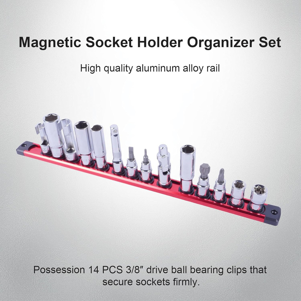 Magnetic Socket Holder Organizer Set:3/8-Inch Drive Socket Trays Socket