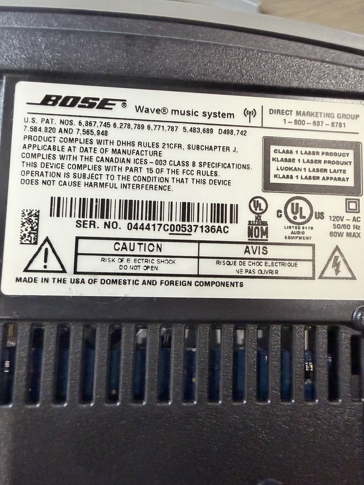 Bose Wave Music System Graphite Grey w Remote, Power Cable, Ant, Manual EUC