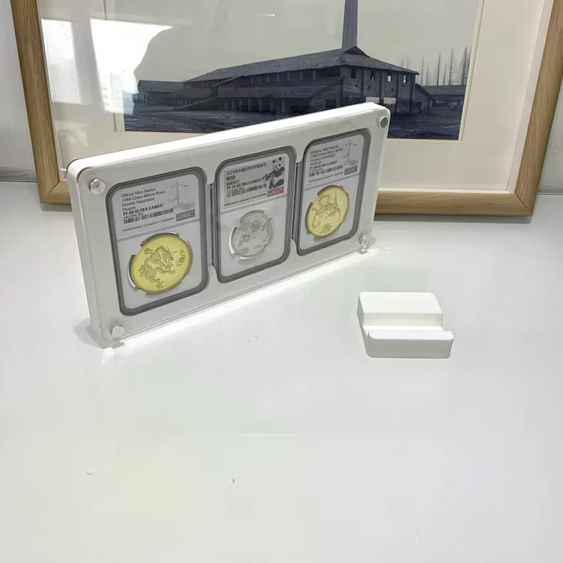 3 Grids Colored Desktop Display Frame Protective Case For NGC/PCGS Holder